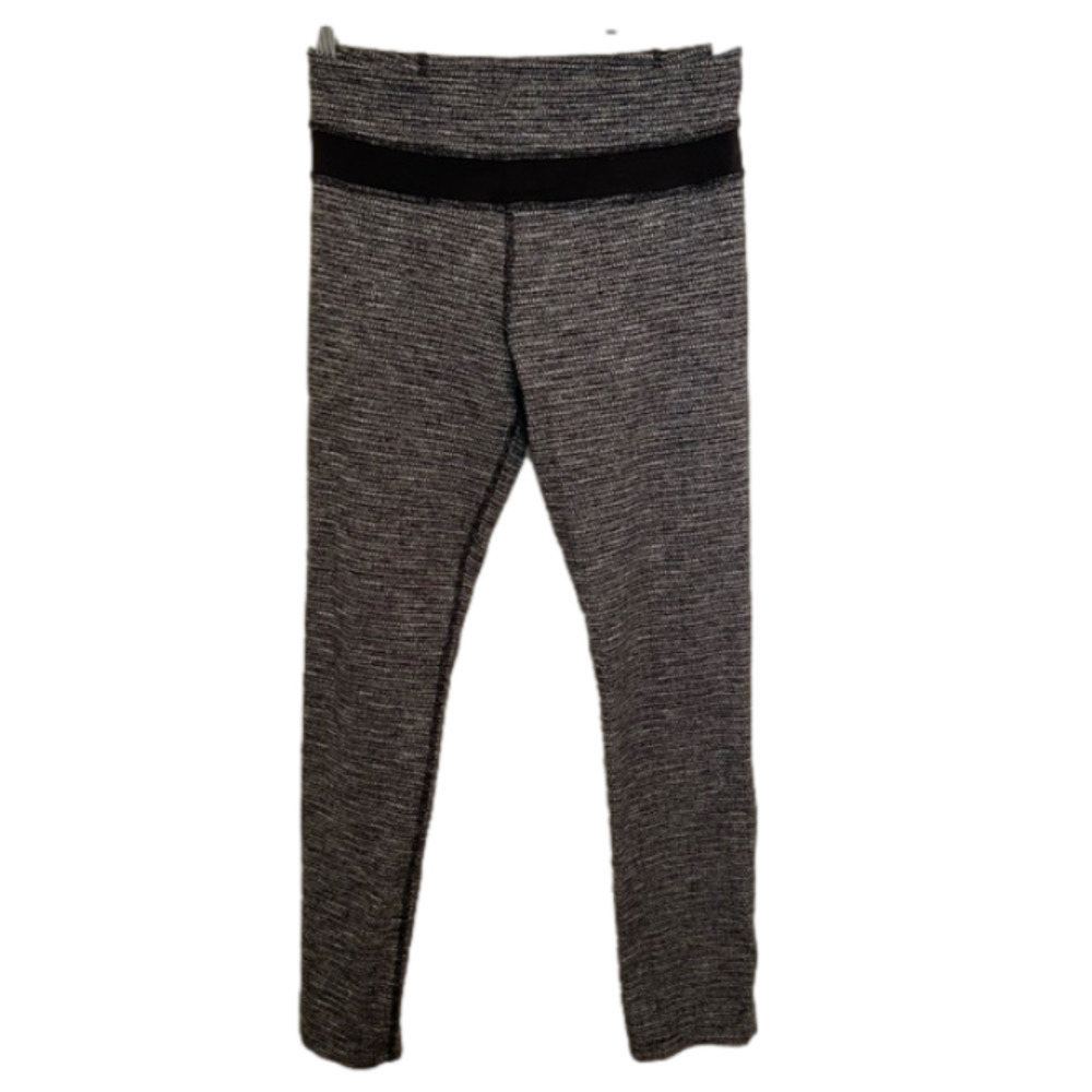 LULULEMON Skinny Groove Pant - Coco Pique Black / Black 7/8 leggings